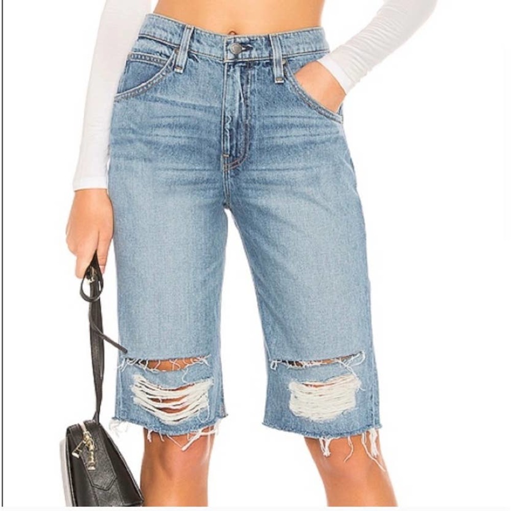 Hudson Sloane Long Cut Off Denim Shorts, Blue